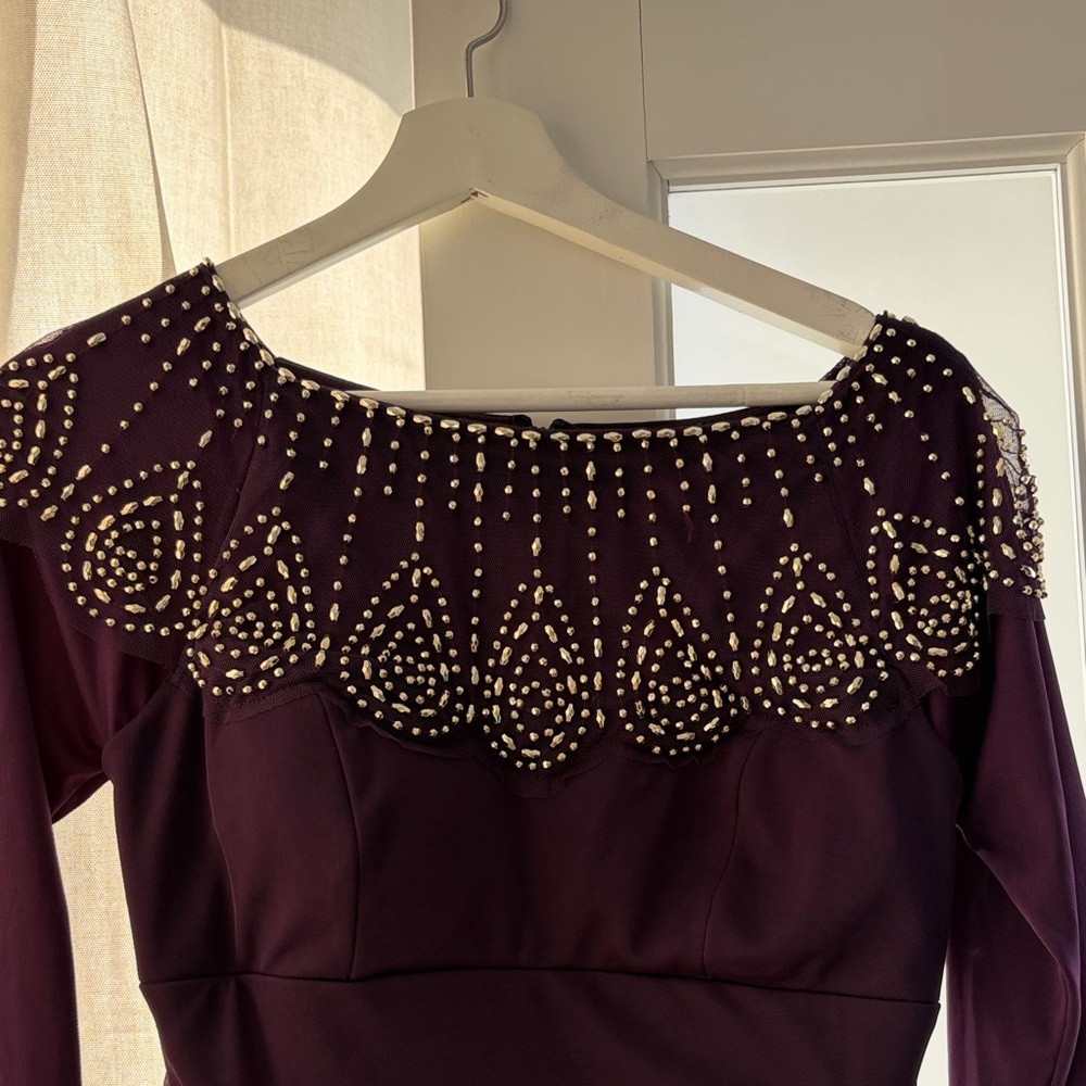 Chic Long Sleeve Burgundy Dress